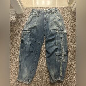 Urban Outfitters Y2K Baggy Straps Cargo Jeans